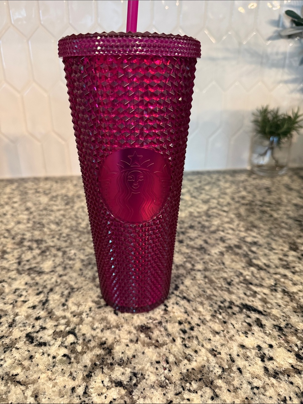 Starbucks Hot Pink Studded Tumbler with Straw